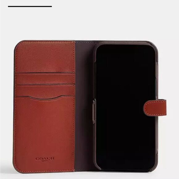 Coach IPhone 15 Folio Wallet/Case- Signature Canvas - Picture 2 of 4